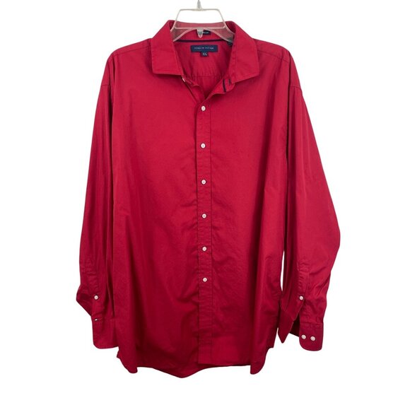 Tommy Hilfiger Other - Tommy Hilfiger Red Button Up Dress Shirt Long Sleeve Mens Size 17 1/2-34-35